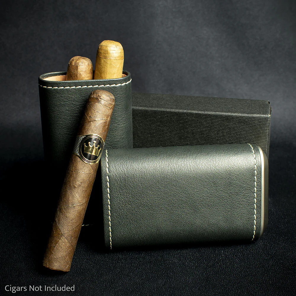 Artamis Black Leather Cedar Lined Cigar Case - 3 Robustos - Image 3