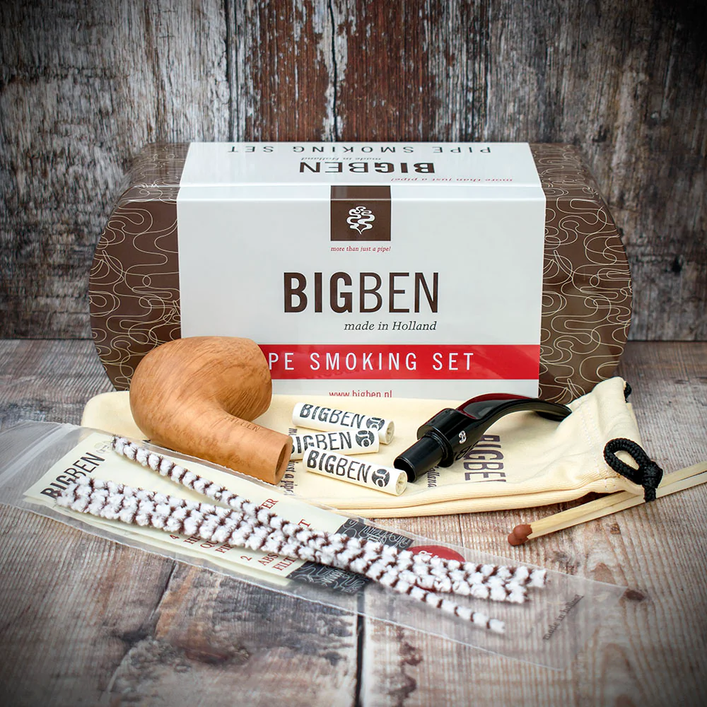 Big Ben Briar Smoking Pipe Starter Kit - Bent Pipe - Image 4