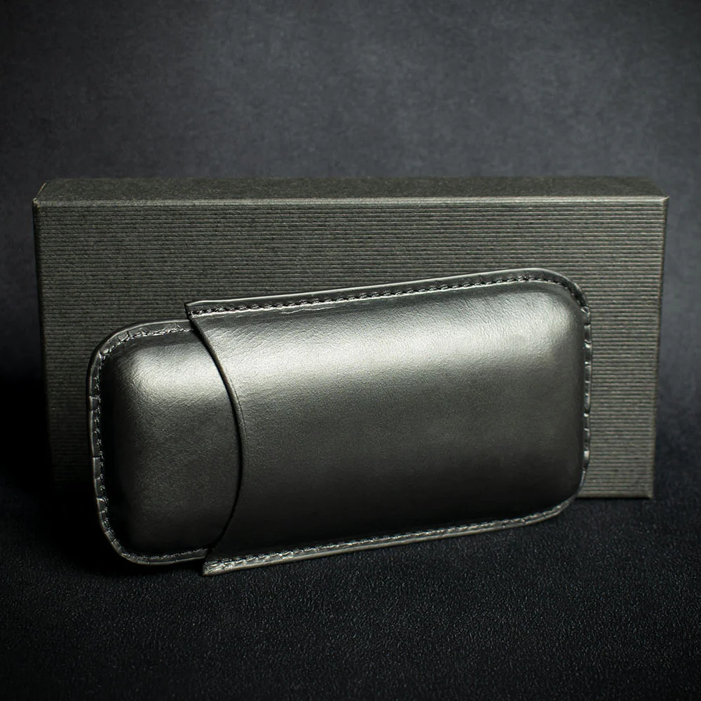 Artamis Black Leather Cigar Case - 2 Robustos - Image 2