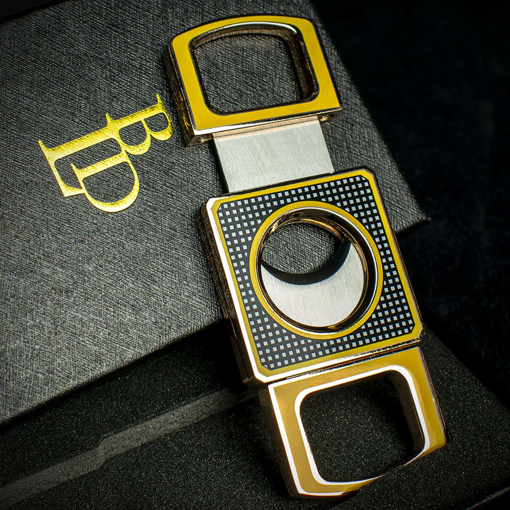 BLD Yellow & Black Double Blade Guillotine Cigar Cutter - Image 2