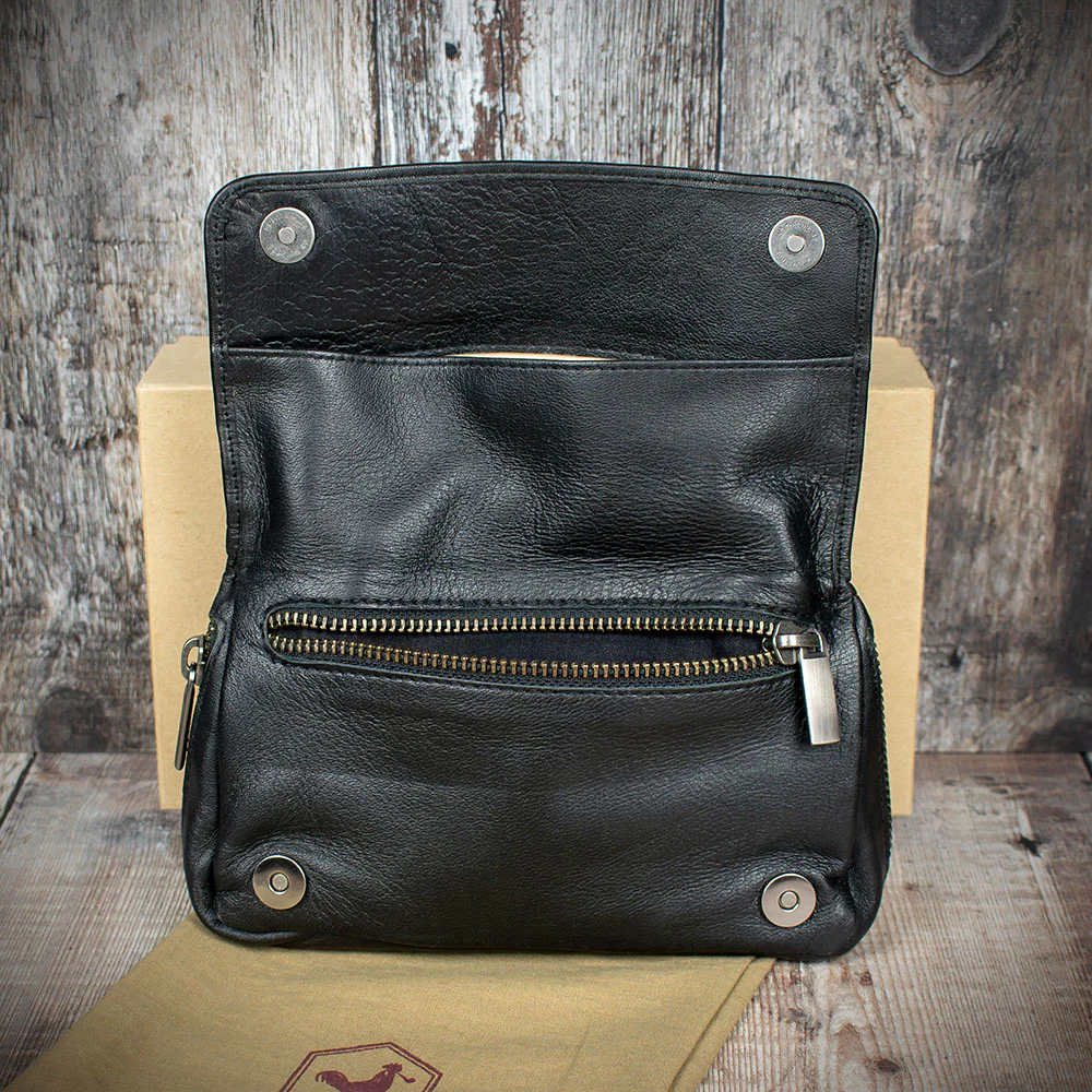 Chacom Two Pipe Combination Pouch - Black Leather - Image 2