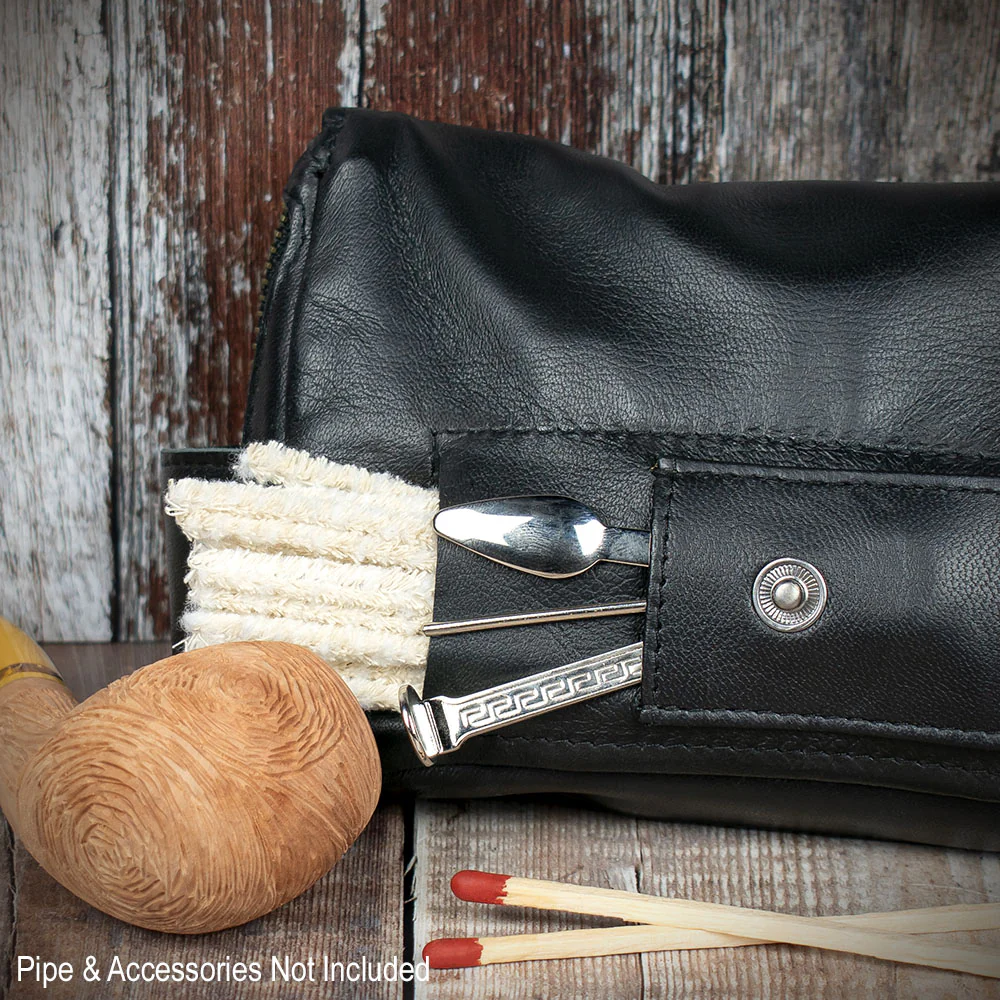 Chacom Two Pipe Combination Pouch - Black Leather - Image 5