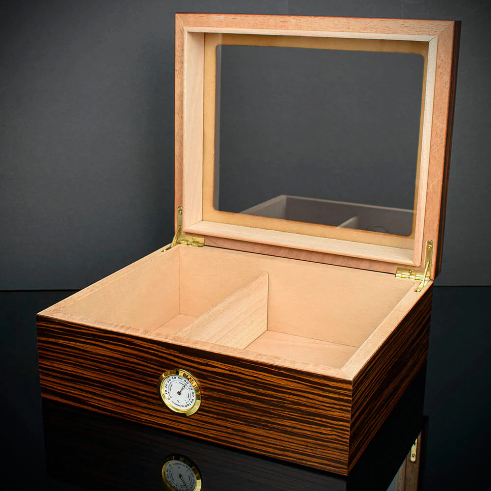 Cigar Humidor Glass Top Ebony Veneer HU21 - 25 Cigar Capacity - Image 2