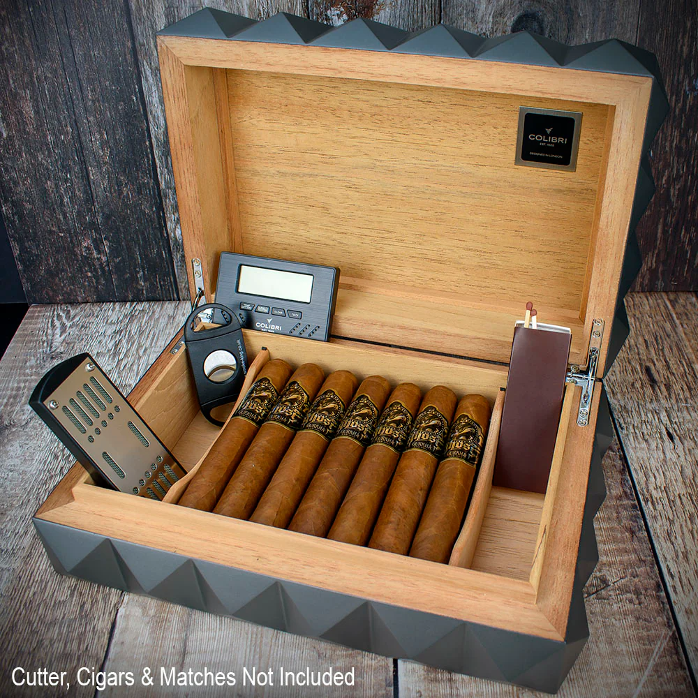 Colibri Quasar Desktop Humidor Grey - 40/45 Cigar Capacity - Image 2