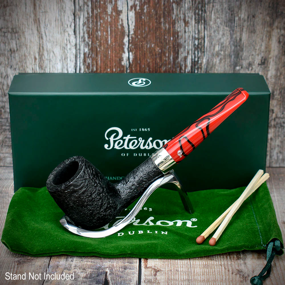 Peterson of Dublin Dracula Sandblasted Briar Smoking Pipe - Shape No.X105