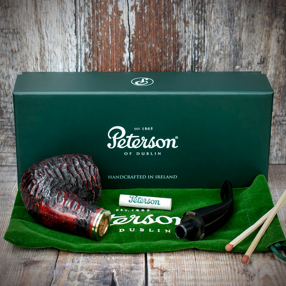 Peterson of Dublin Emerald Rusticated Briar Smoking Pipe - Shape XL90 - 9mm - Image 4