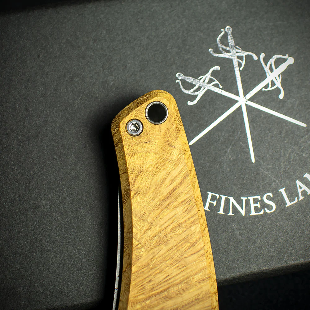 Les Fines Lames Le Petit Cigar Cutter & Knife - Compass Nicaragua Acacia Burl - Image 4