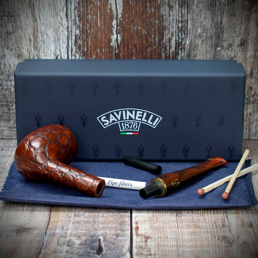 Savinelli Alligator Brown 128 - 6mm Briar Pipe - Image 4