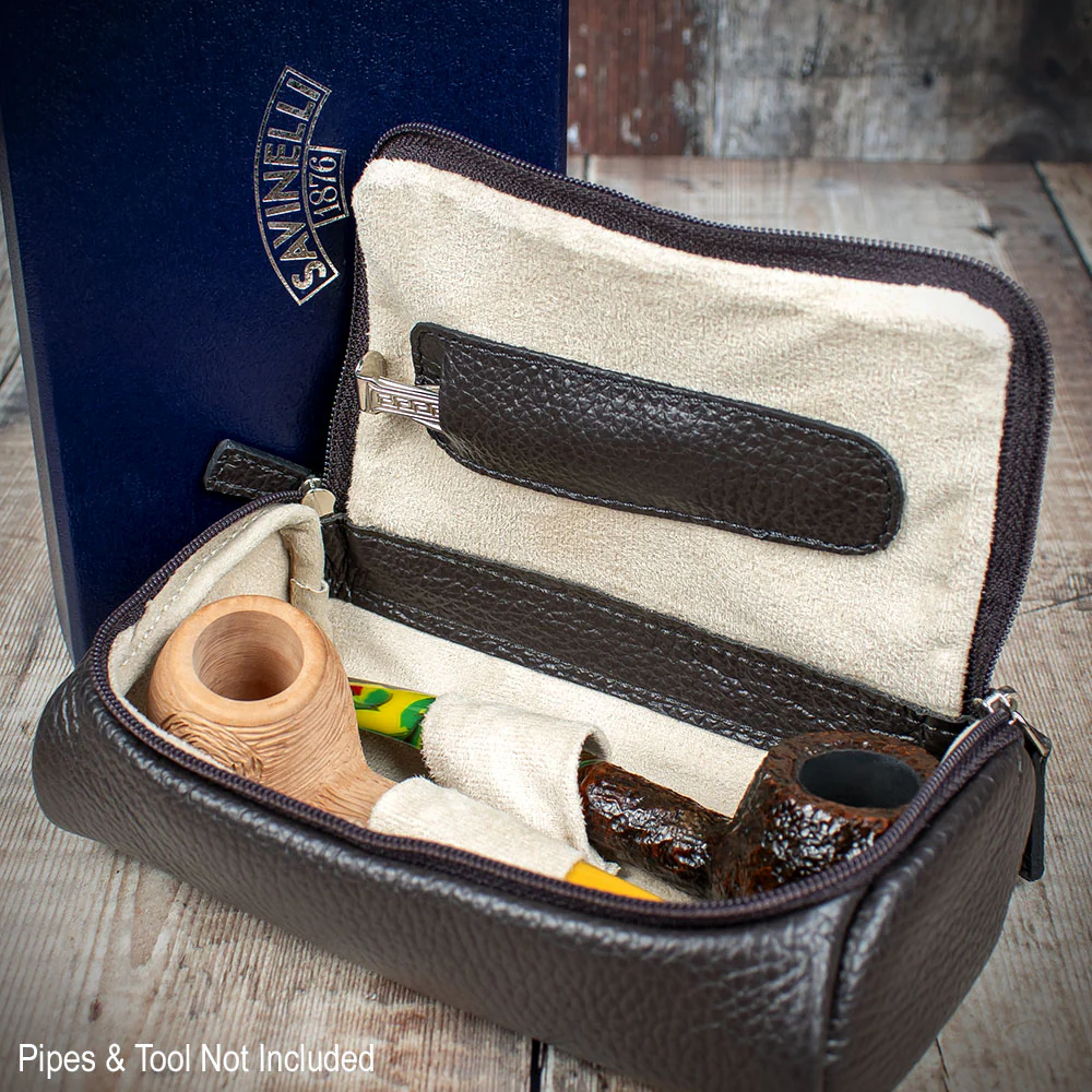 Savinelli Astuccio Leather Two Pipe Case - Brown - Image 3