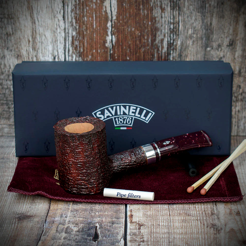 Savinelli Bacco Rusticated Dark Brown 311 - 6mm Briar Pipe - Image 2