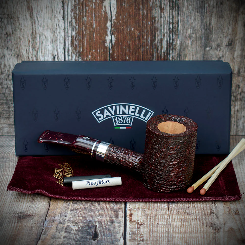 Savinelli Bacco Rusticated Dark Brown 311 - 6mm Briar Pipe - Image 3