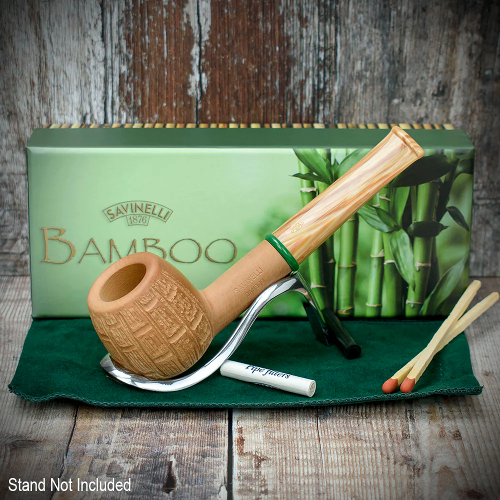 Savinelli Bamboo Rusticated Natural 207 - 6mm Briar Pipe - Image 2