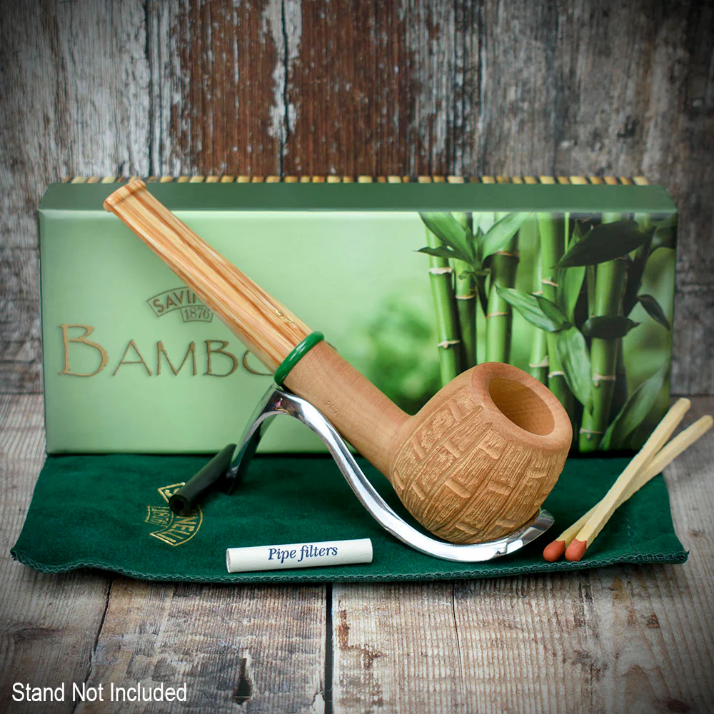 Savinelli Bamboo Rusticated Natural 207 - 6mm Briar Pipe - Image 3