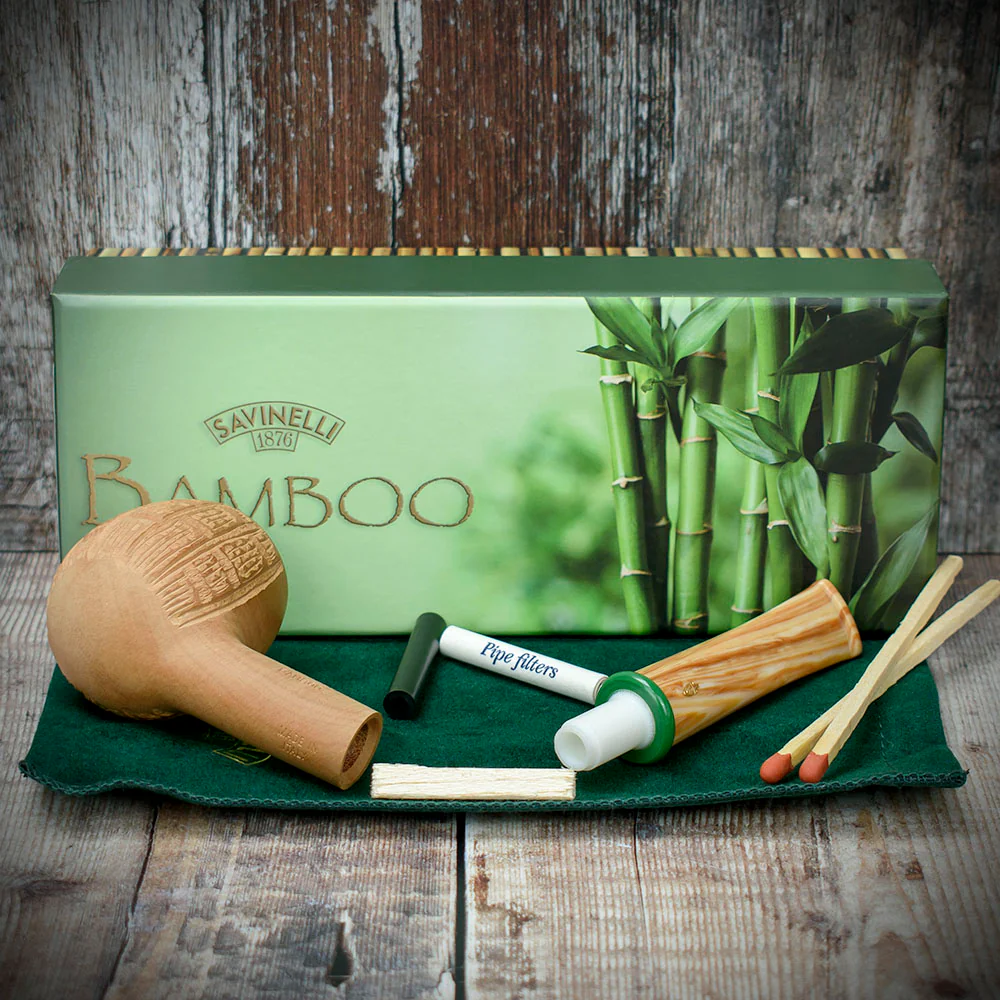 Savinelli Bamboo Rusticated Natural 207 - 6mm Briar Pipe - Image 4