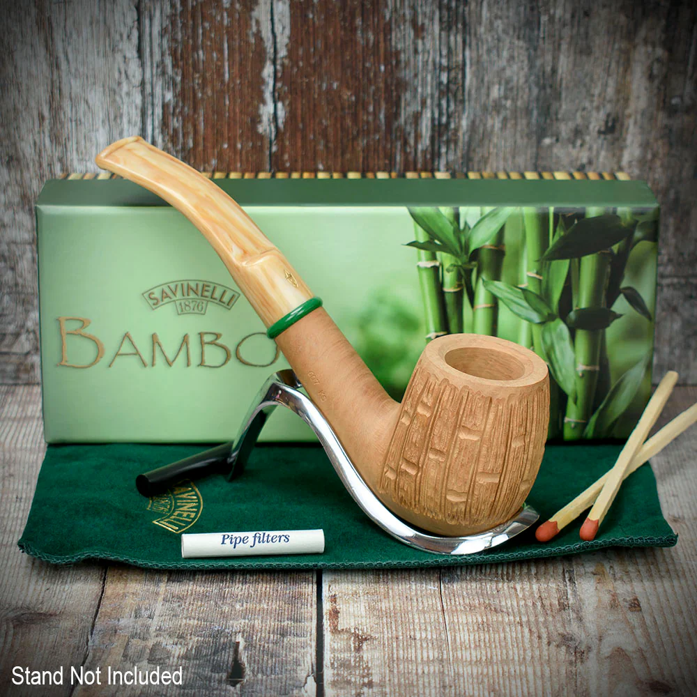 Savinelli Bamboo Rusticated Natural 607 - 6mm Briar Pipe - Image 3
