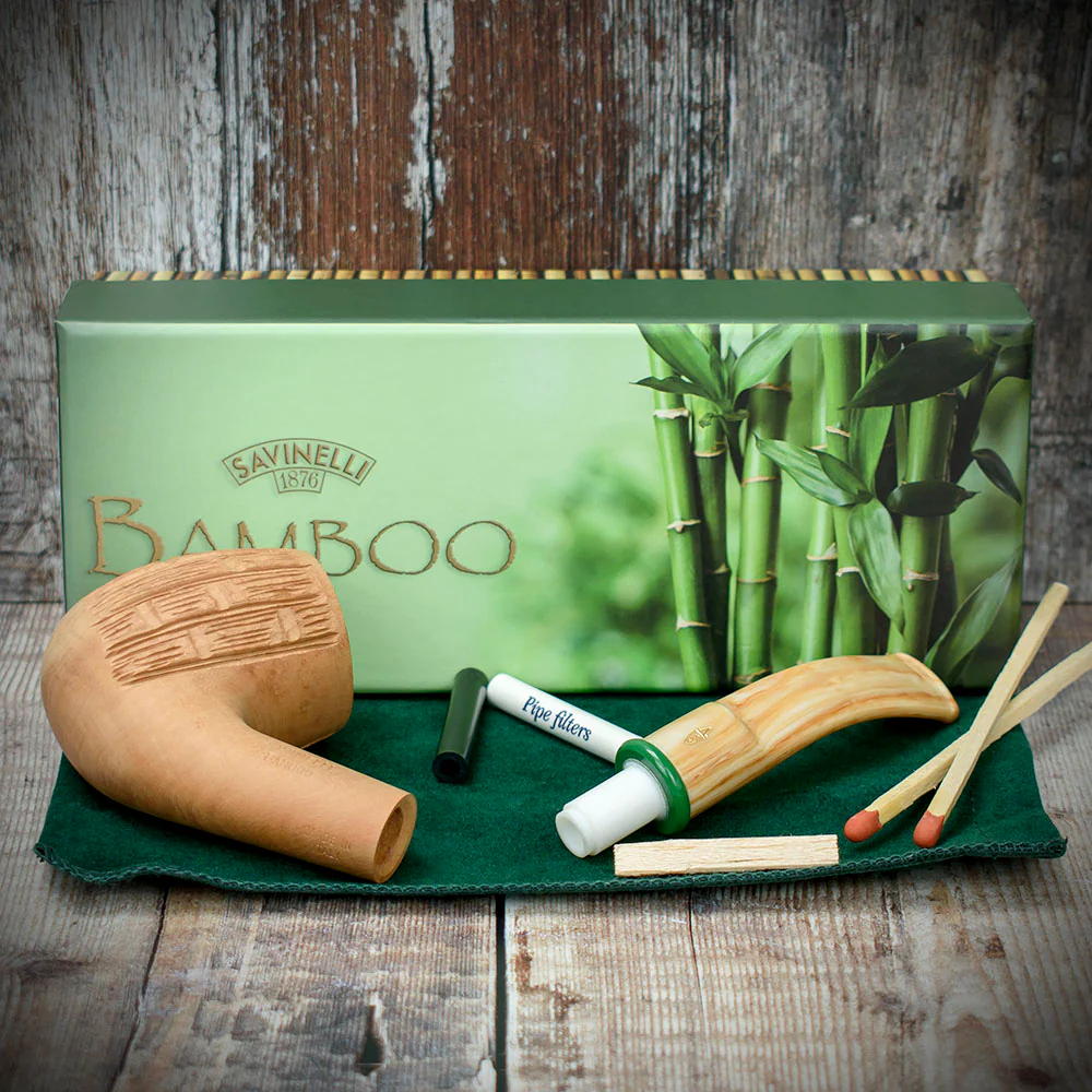 Savinelli Bamboo Rusticated Natural 607 - 6mm Briar Pipe - Image 4