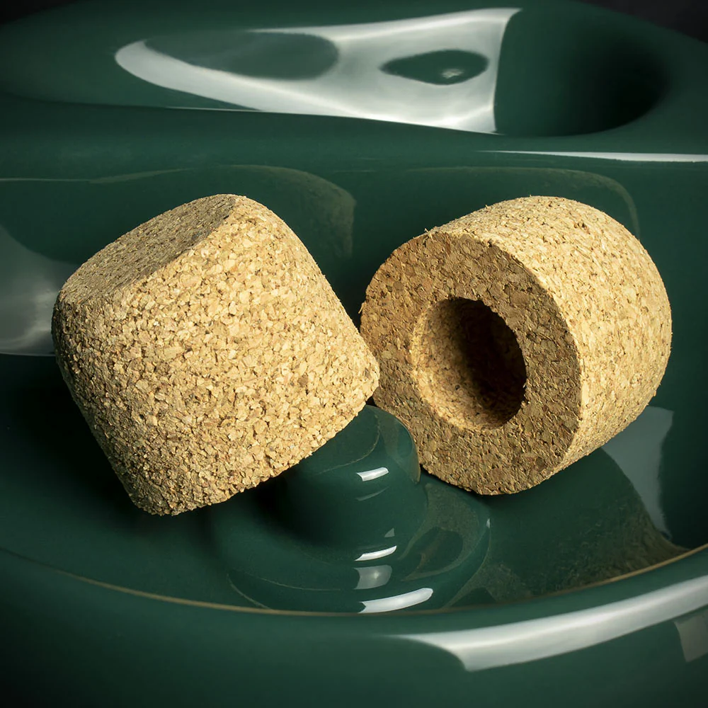 Savinelli Green Ceramic Ashtray - One Pipe Rest with Cork Knocker - Image 4