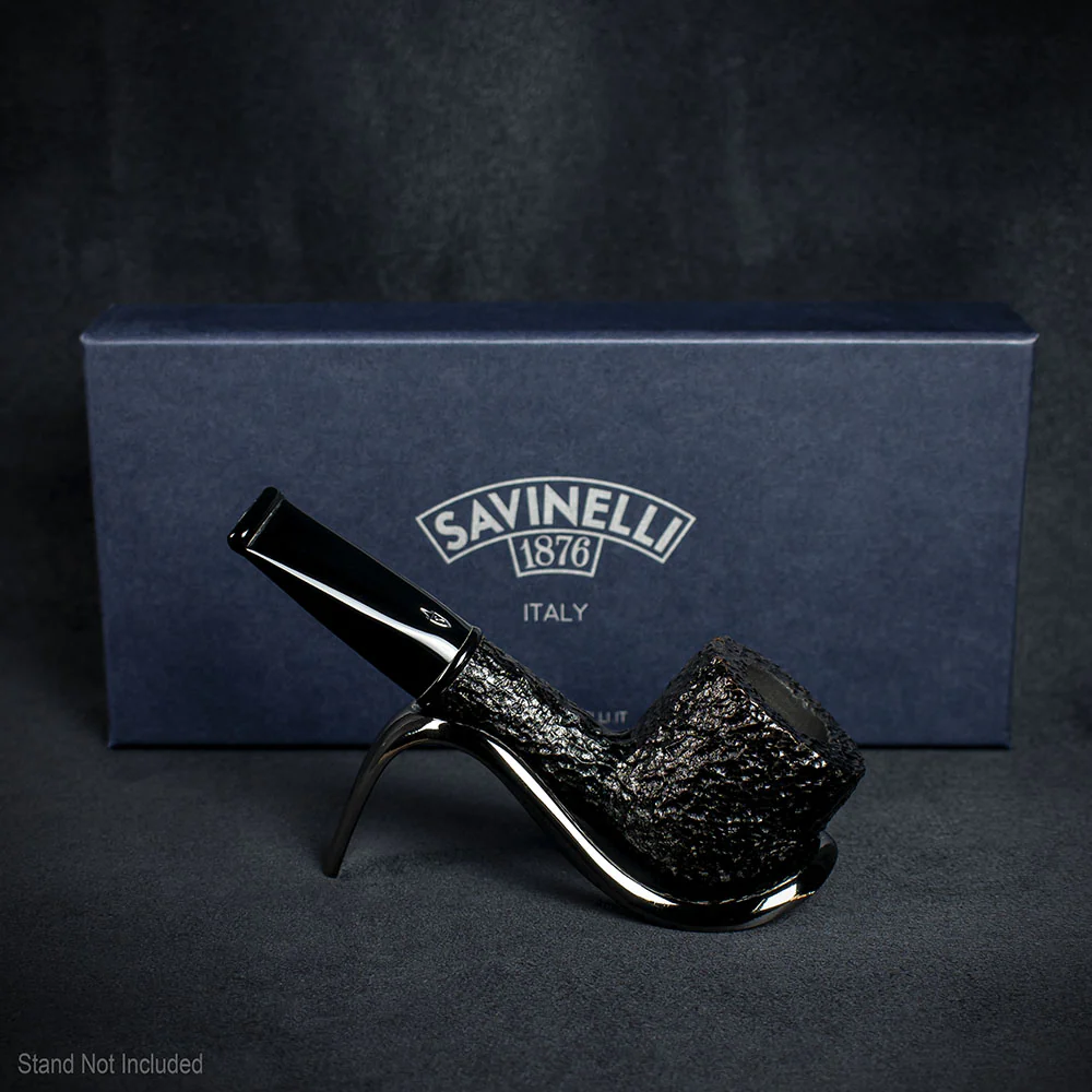 Savinelli Mini -  Black Rusticated Briar Smoking Pipe - Shape 128 (6mm) - Image 3