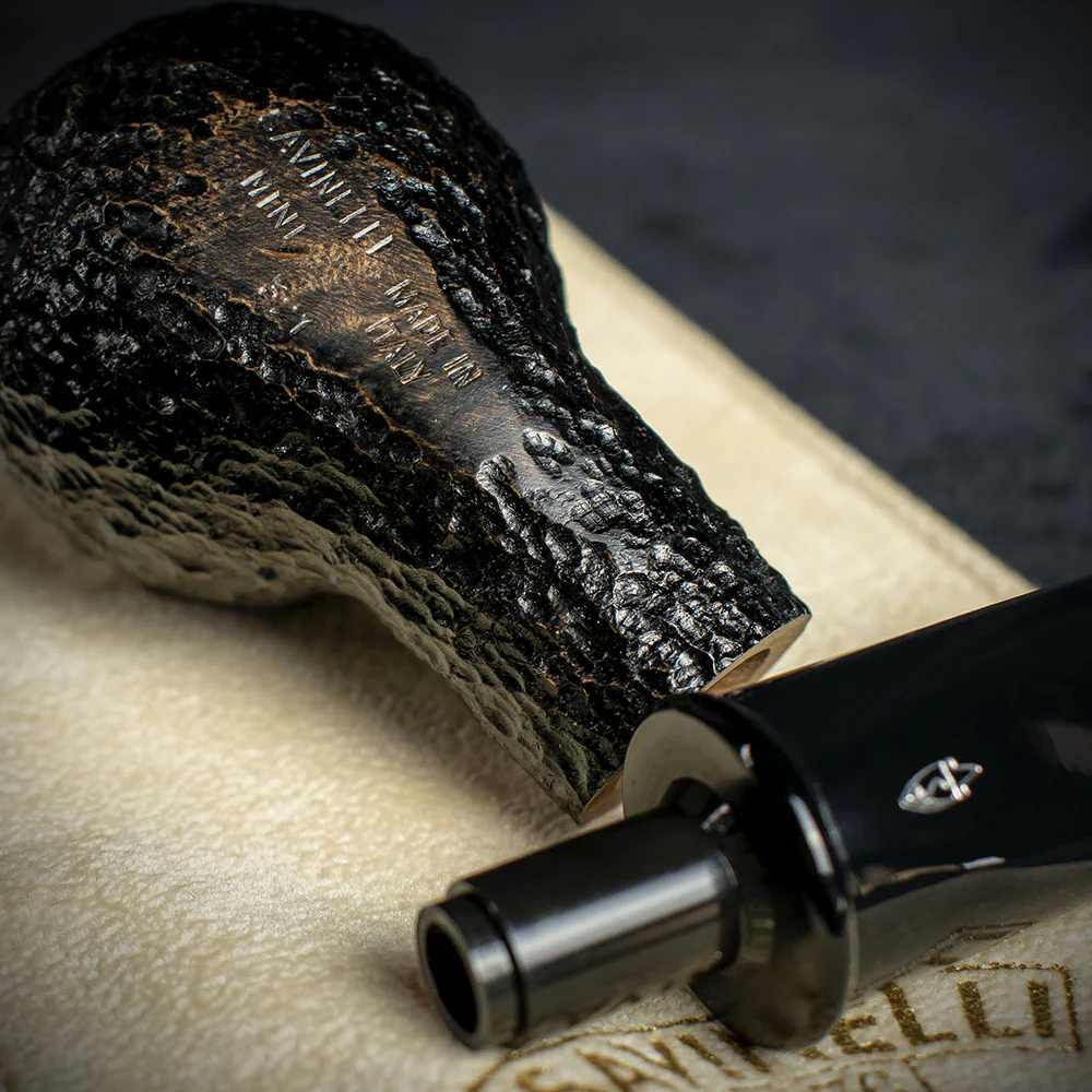 Savinelli Mini - Black Rusticated Briar Smoking Pipe - Shape 321 (6mm) - Image 4