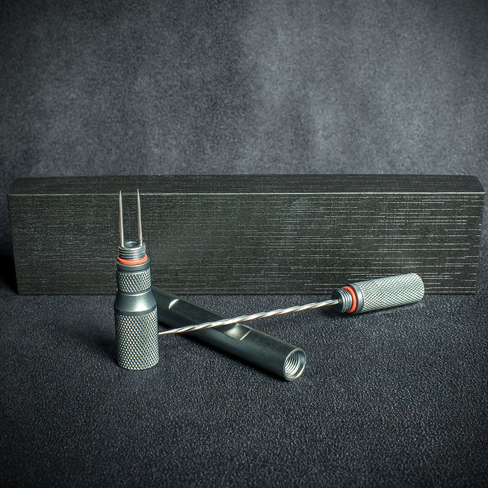 Black Titanium Cigar Drill Spike Nubber & Double Punch - Draw Enhancer Tool - Image 2
