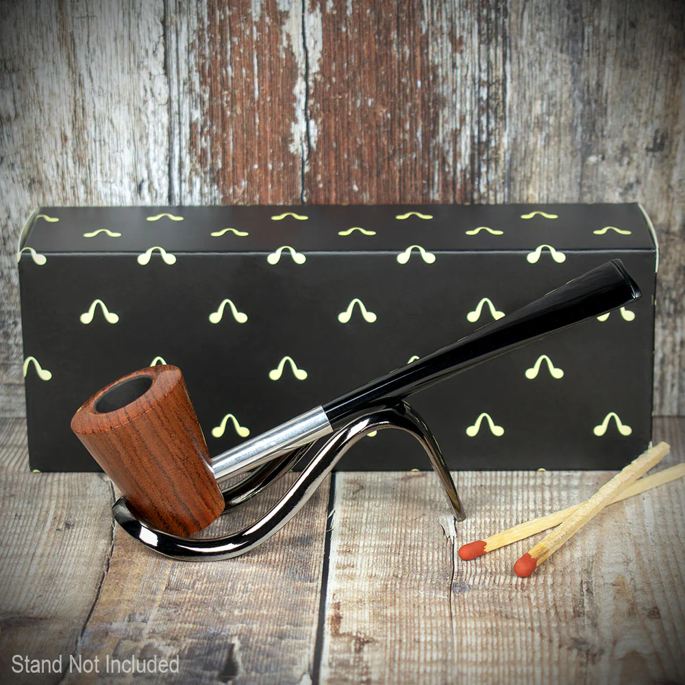 Smoke-King Metal Pipe Brown Poa Rosa Wood Cone Shape Bowl - Image 2