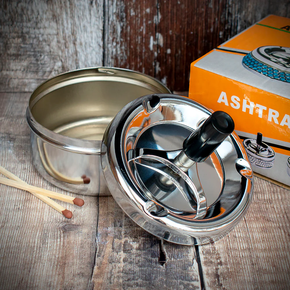 Smoke-King Spinner Ashtray Polished Chrome - 9cm - Image 2
