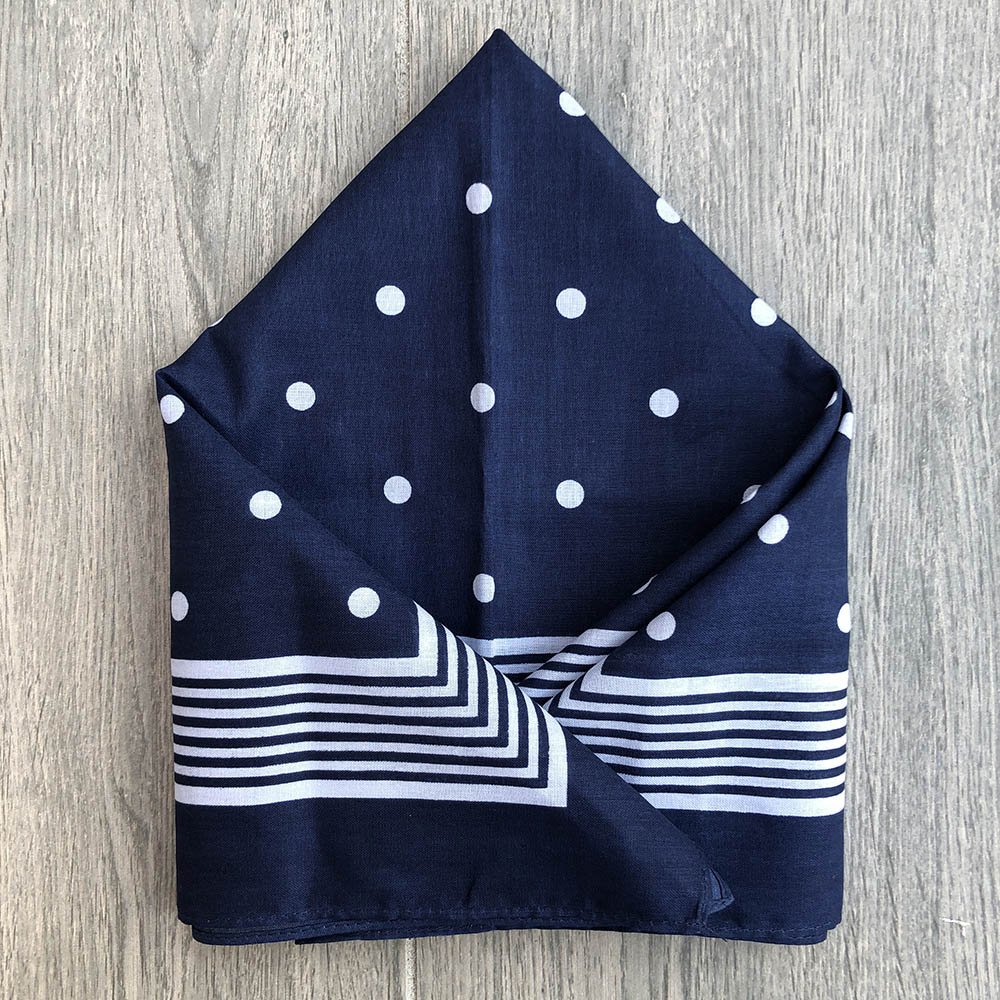 Snuff Handkerchief - Blue Stripes & Polka Dots