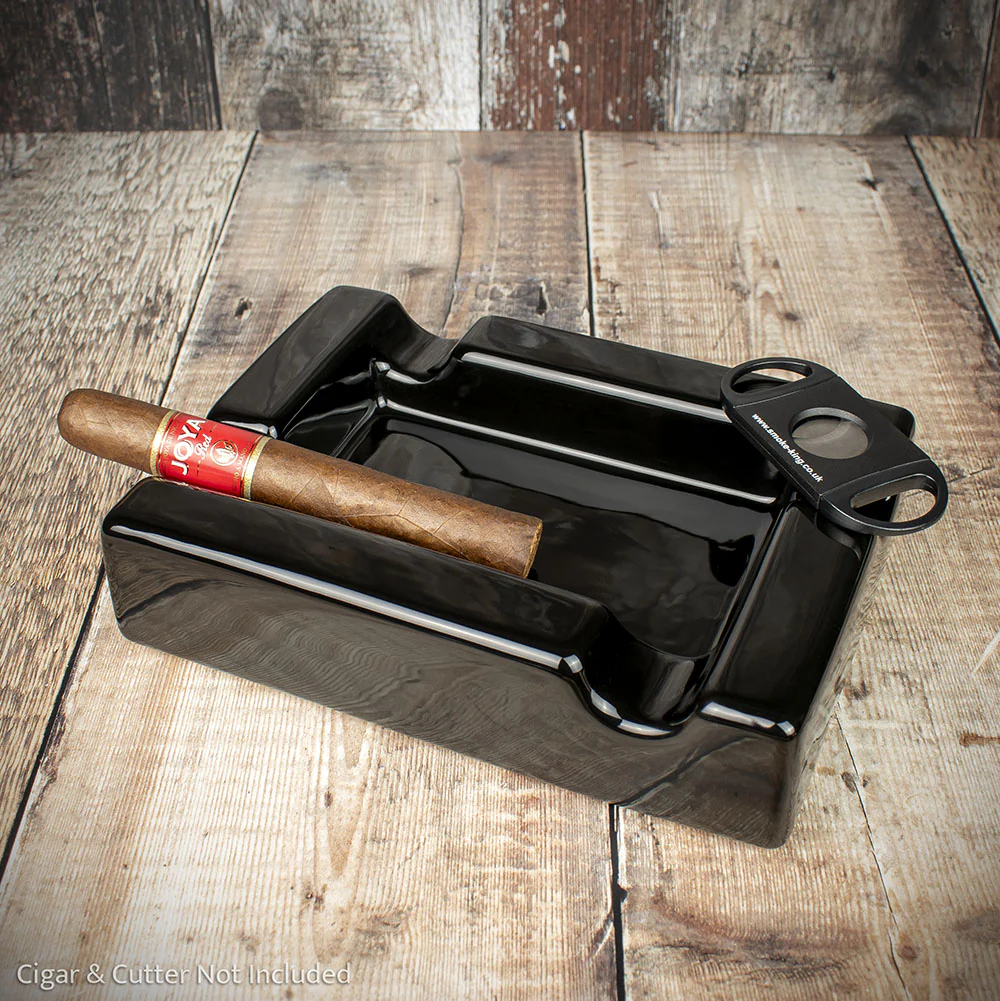 Square Ashtray Black Ceramic - 4 Rests - Image 2
