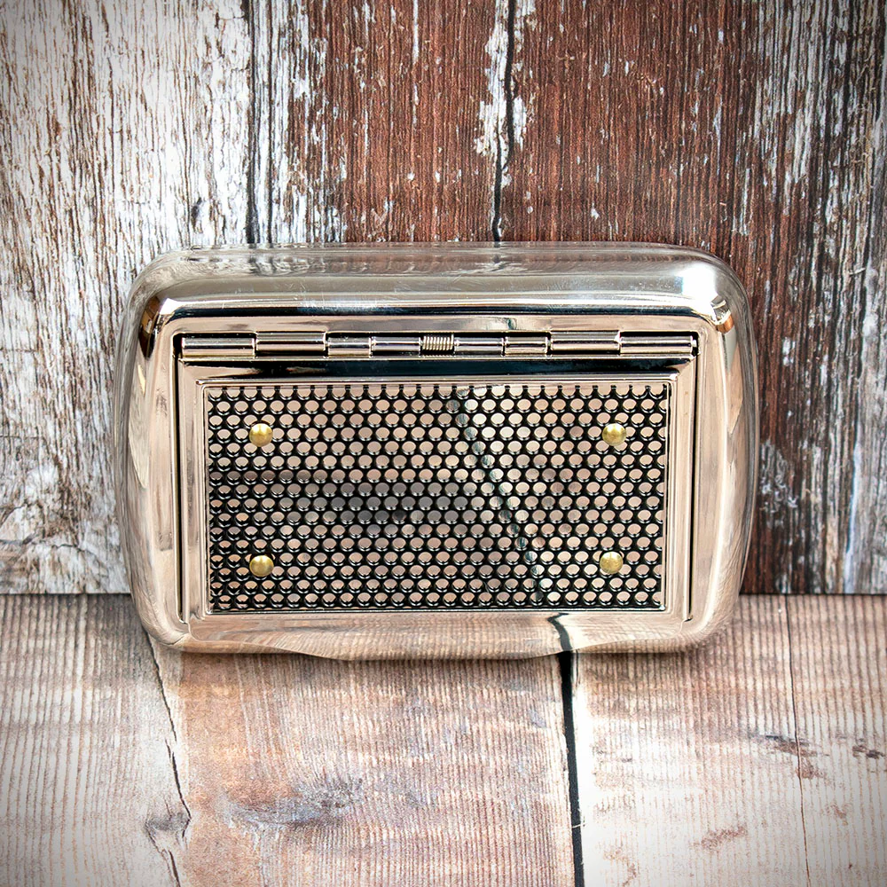 Tobacco Tin with Paper Holder (Gift Boxed) - Honeycomb Pattern Top - Image 2