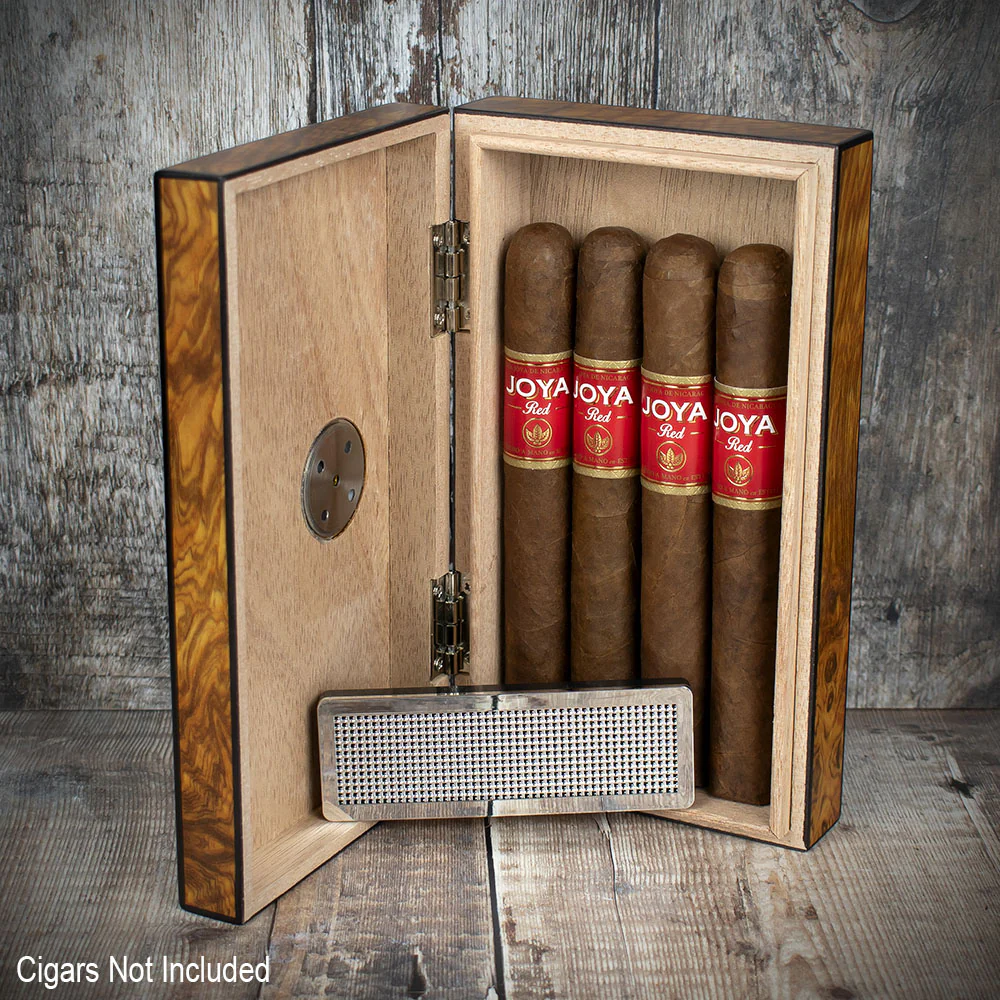 Travel/Desktop Humidor Burlwood Finish - 4 Cigars Capacity - Image 3