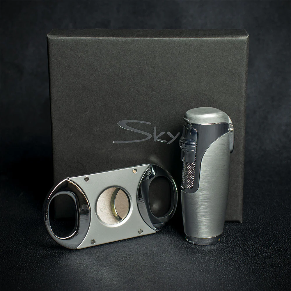 Triple Flame Cigar Lighter & Cutter Set - Image 2