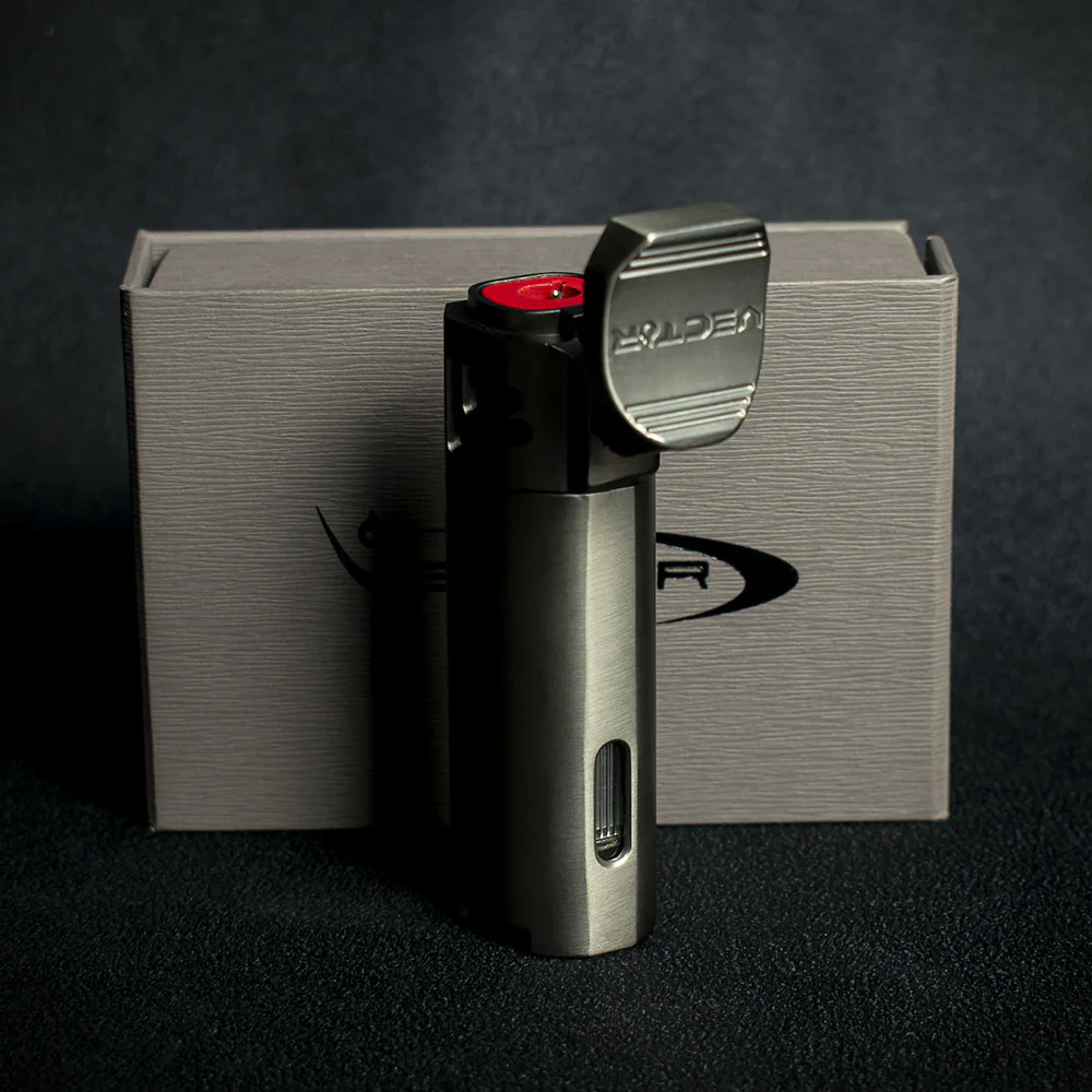 Vector Caliper Single Jet Flame Cigar Lighter With Punch Cutter - Gunmetal - Image 3