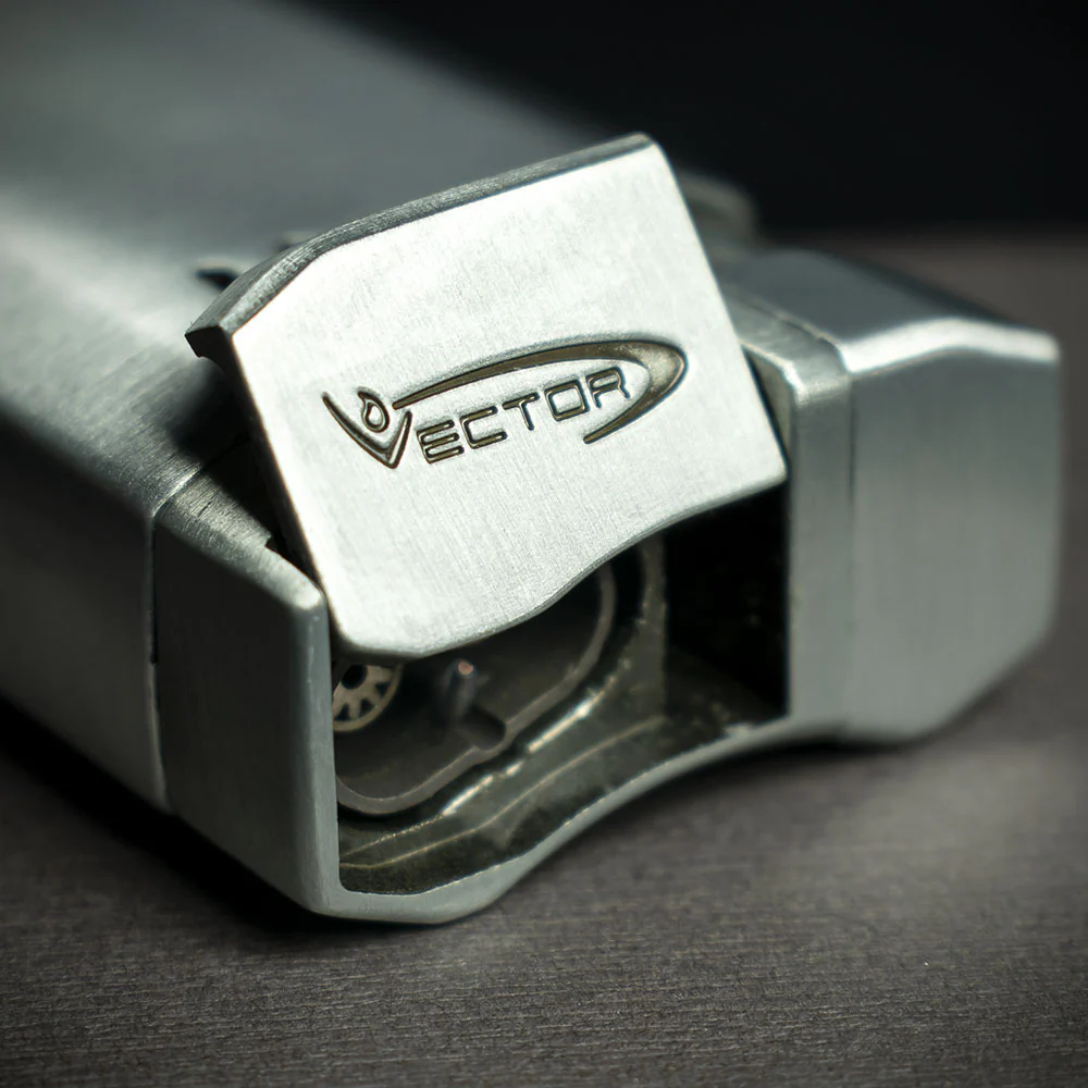 Vector VMotion Twin Jet Flame Lighter With Punch Cutter - Matte Chrome - Image 3