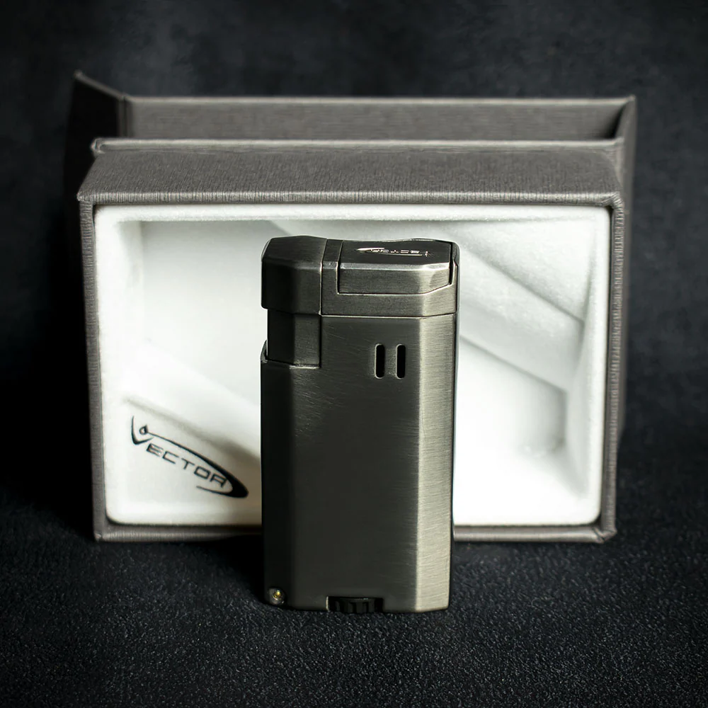 Vector VMotion Twin Jet Flame Lighter With Punch Cutter - Gunmetal - Image 2