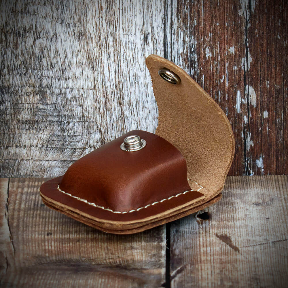 Zippo Lighter Pouch With Belt Clip - Brown Leather - Image 2